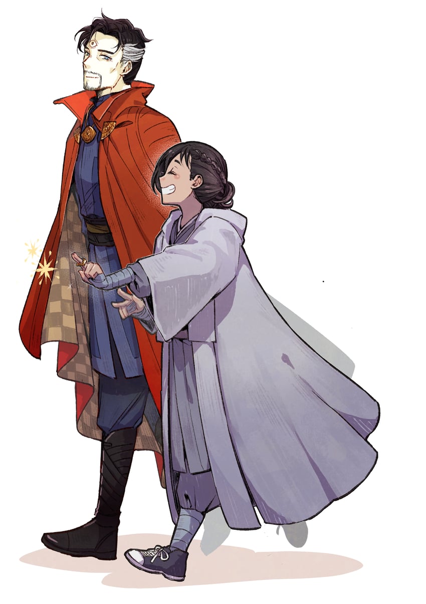 doctor strange and america chavez (marvel and 3 more) drawn by worrisorochi