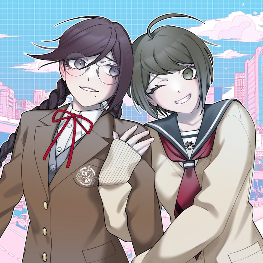 fukawa toko and naegi komaru (danganronpa and 2 more) drawn by ling_yun_(amadare0803)