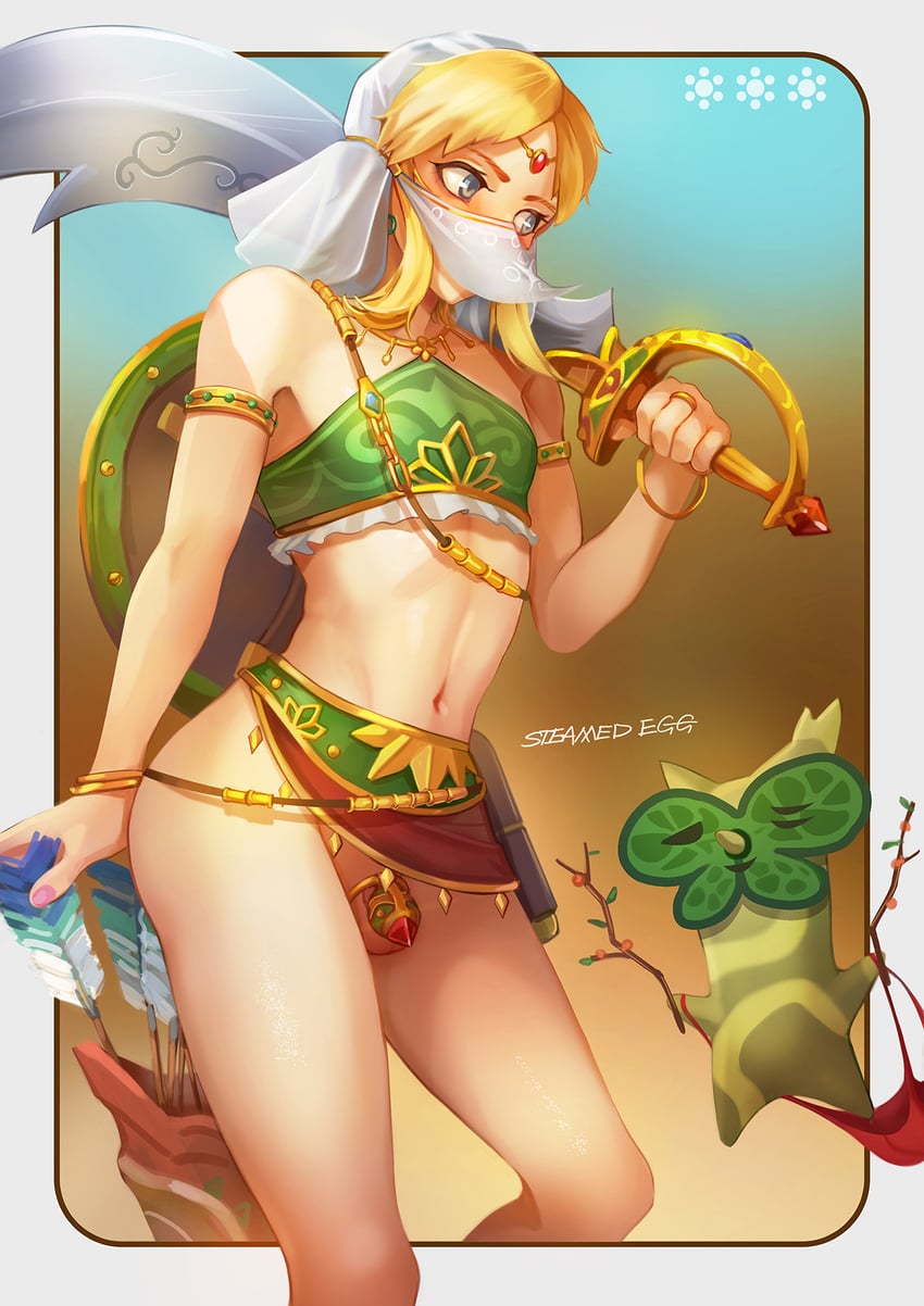 link and korok (the legend of zelda and 1 more) drawn by chawanmushi_(steamedeggz)