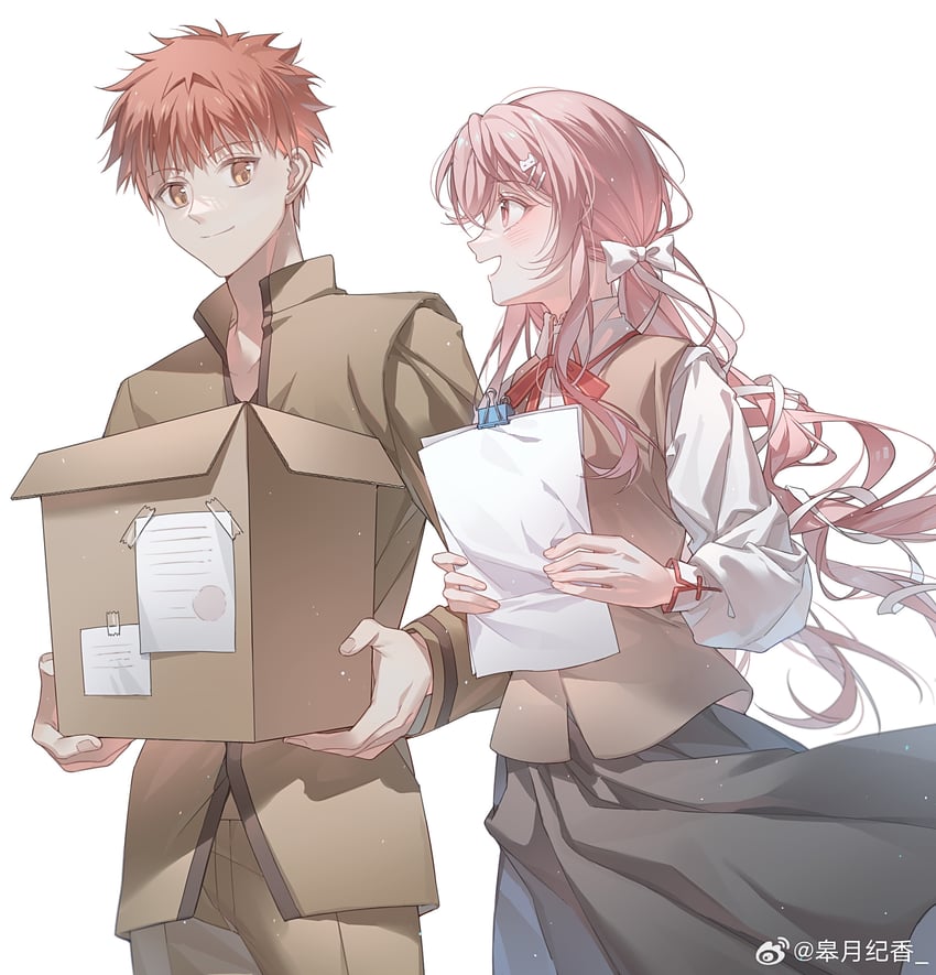 emiya shirou and momomiya shizuku (original and 2 more)