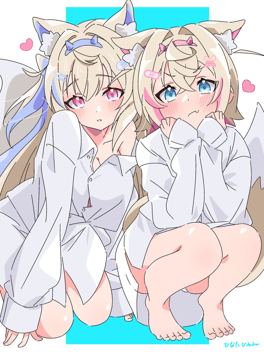 fuwawa abyssgard and mococo abyssgard (hololive and 1 more) drawn by hinata_hirune