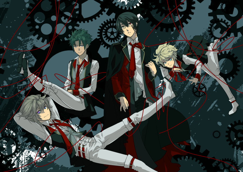 hiyama kiyoteru, yuu, kyo, and wil (vocaloid and 1 more) drawn by mouri