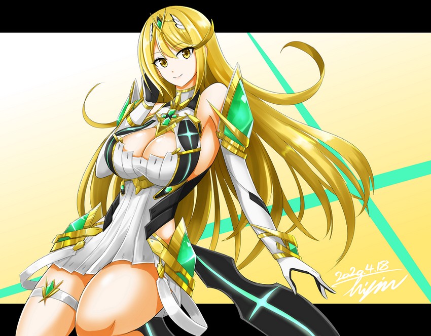 mythra (xenoblade chronicles and 1 more) drawn by hisin