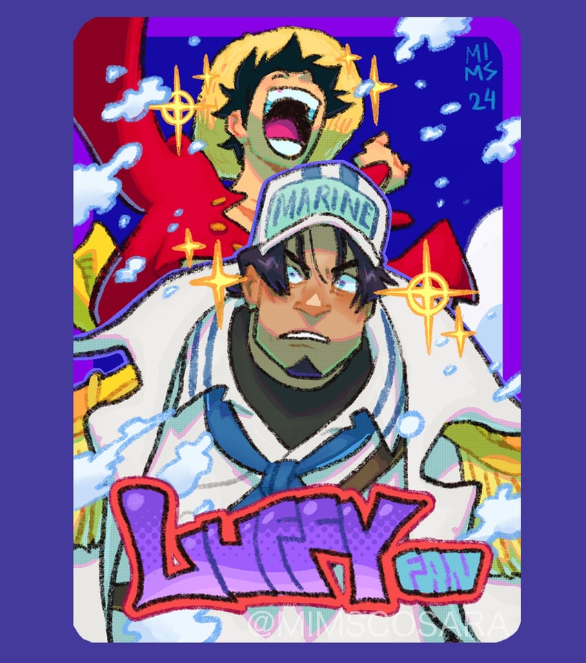 monkey d. luffy and elder marine brother (one piece and 1 more) drawn by mimscosara