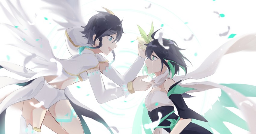 venti and wendy (genshin impact and 3 more) drawn by hanaki_yuu