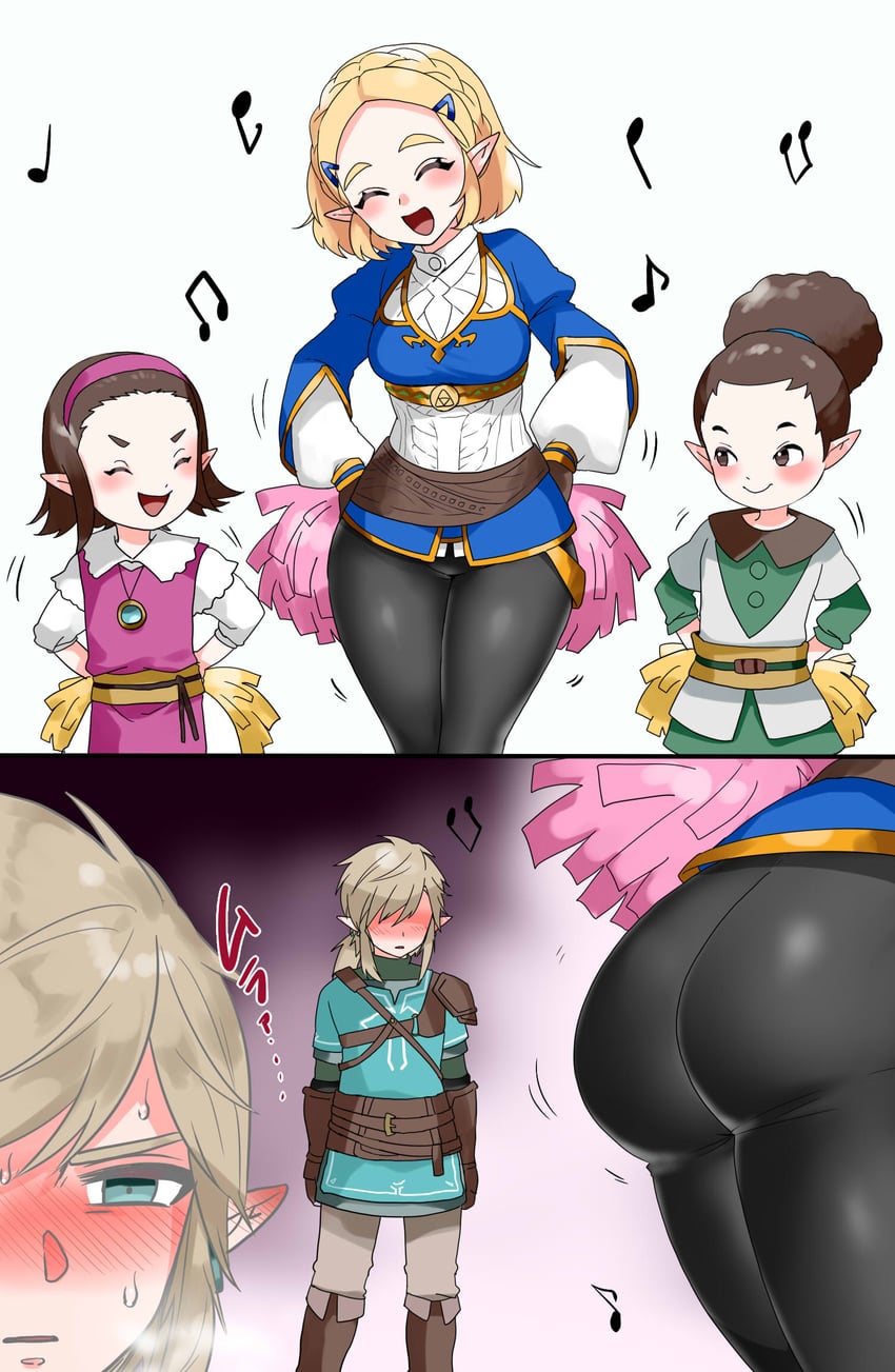 link and princess zelda (the legend of zelda and 1 more) drawn by wasabi_(legemd)