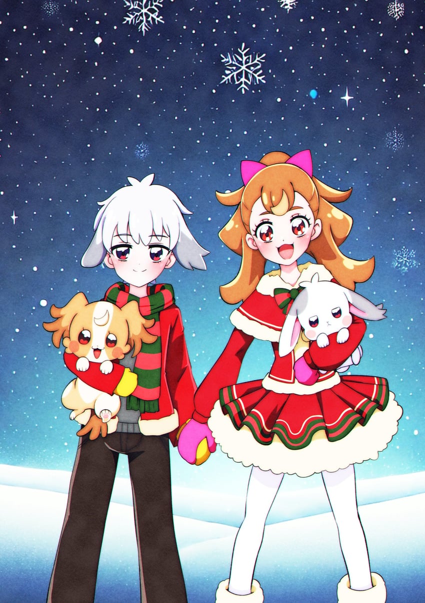 inukai komugi, daifuku, and toyama daifuku (precure and 1 more) drawn by @est@