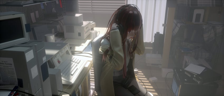 makise kurisu (science adventure and 1 more) drawn by zinnia_(brchx123)