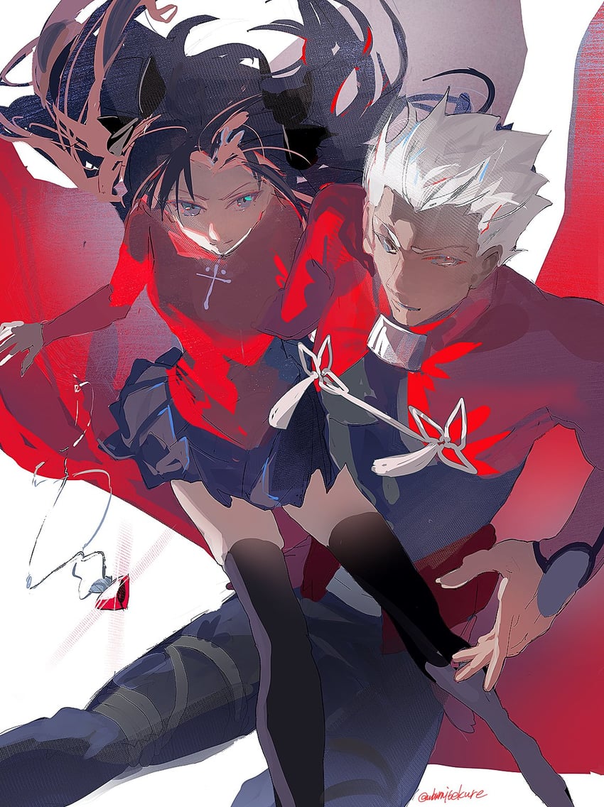 tohsaka rin and archer (fate and 1 more) drawn by ubwmitekure