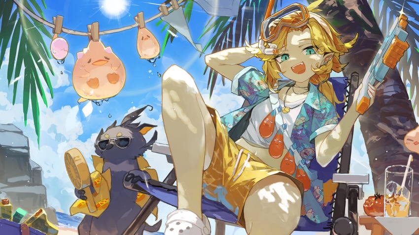 dokibird, dragoon, and doki amber doge (indie virtual youtuber) drawn by harufude