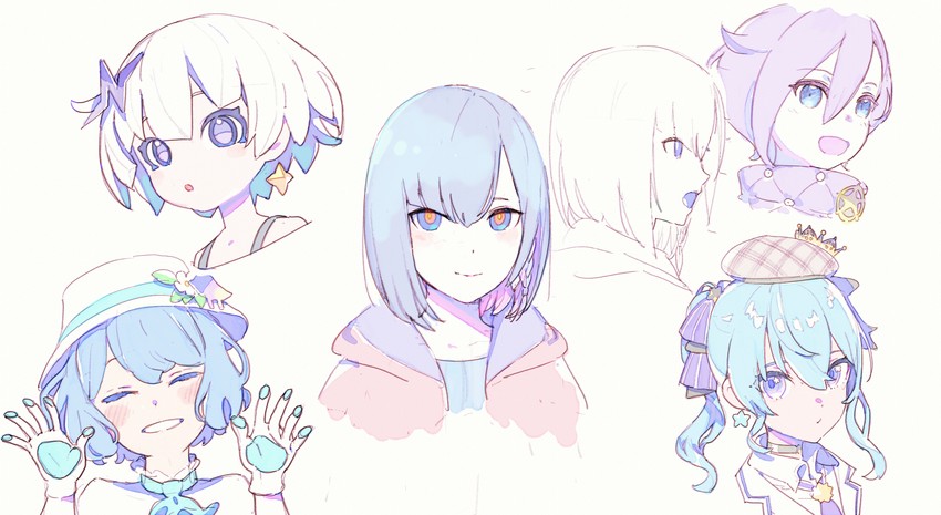 hoshimachi suisei, rim, suntory nomu, and metro mew (hololive and 3 more) drawn by enkyo_yuuichirou