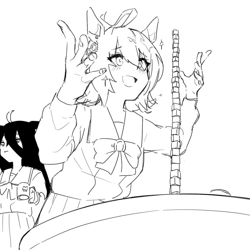 agnes tachyon and manhattan cafe (umamusume) drawn by okima_udo