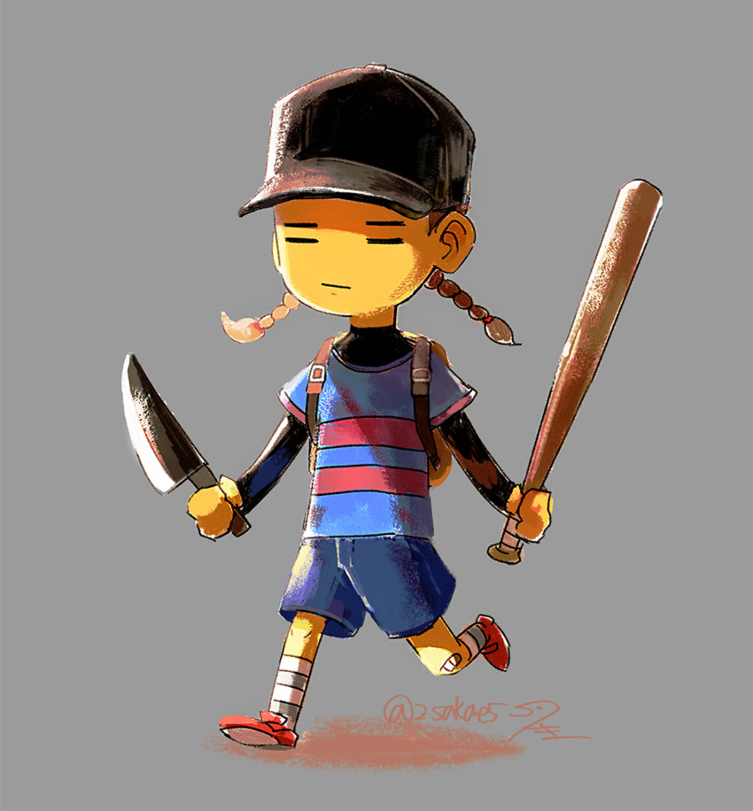 frisk, madotsuki, ness, and the batter (undertale and 4 more) drawn by hscatter