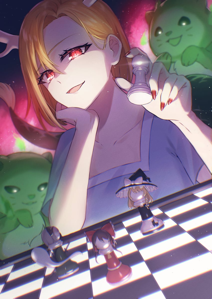 hakurei reimu, kirisame marisa, konpaku youmu, kicchou yachie, and otter spirit (touhou and 1 more) drawn by nano_popo02