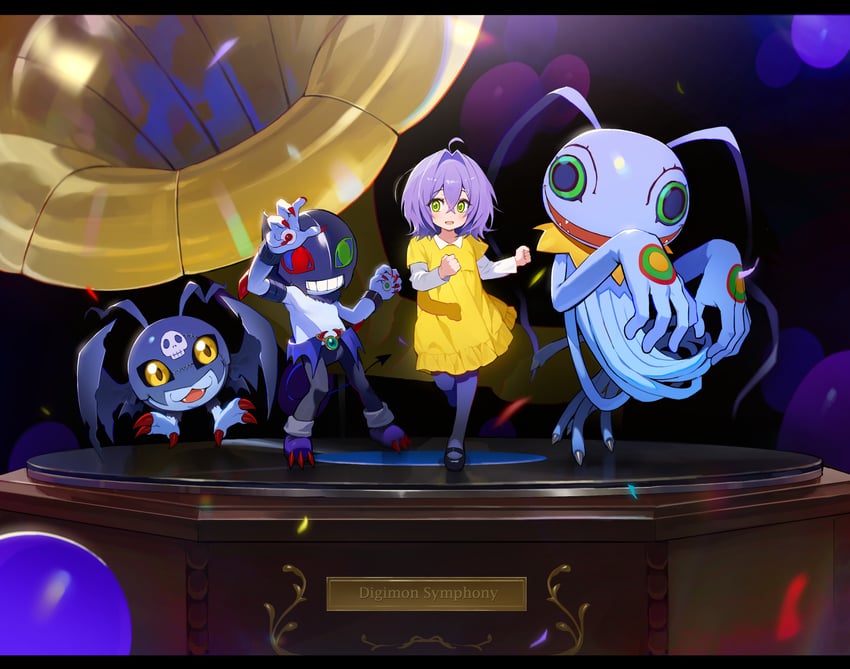 picodevimon, keramon, and dracumon (digimon and 1 more) drawn by muna_1414