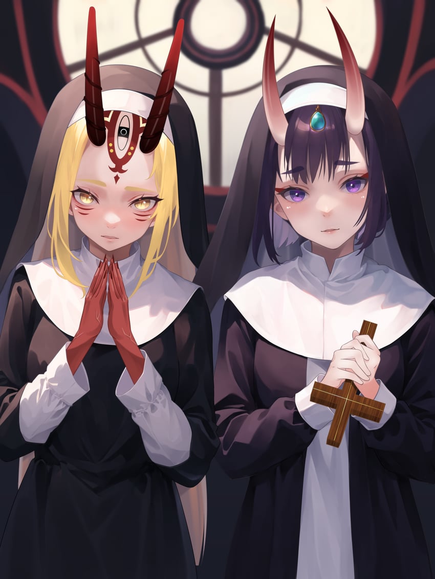 shuten douji and ibaraki douji (fate and 1 more) drawn by lucitan
