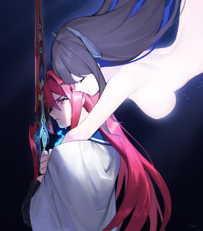 nerissa ravencroft and elizabeth rose bloodflame (hololive and 2 more) drawn by dasdokter
