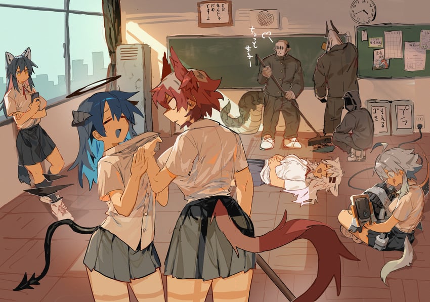 doctor, texas, lappland, mostima, fiammetta, and 2 more (arknights) drawn by mutomorokoshi
