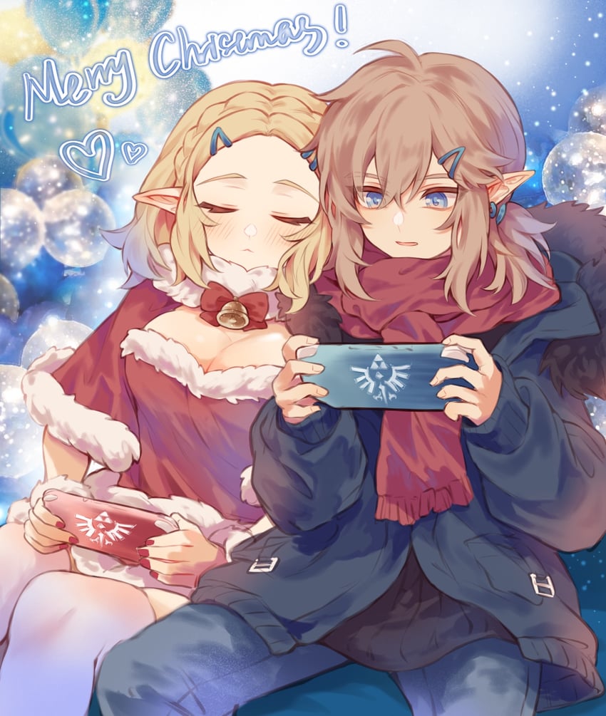 link and princess zelda (the legend of zelda and 1 more) drawn by atsuakulove