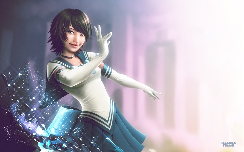 mizuno ami, sailor mercury, and super sailor mercury (bishoujo senshi sailor moon) drawn by leandro_franci