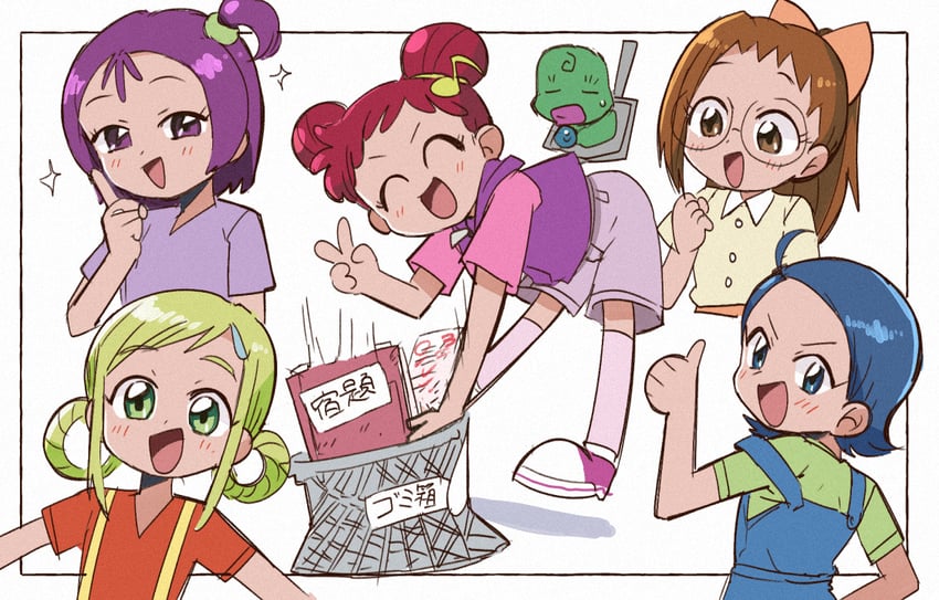 harukaze doremi, segawa onpu, fujiwara hazuki, senoo aiko, asuka momoko, and 1 more (ojamajo doremi) drawn by tsubobot
