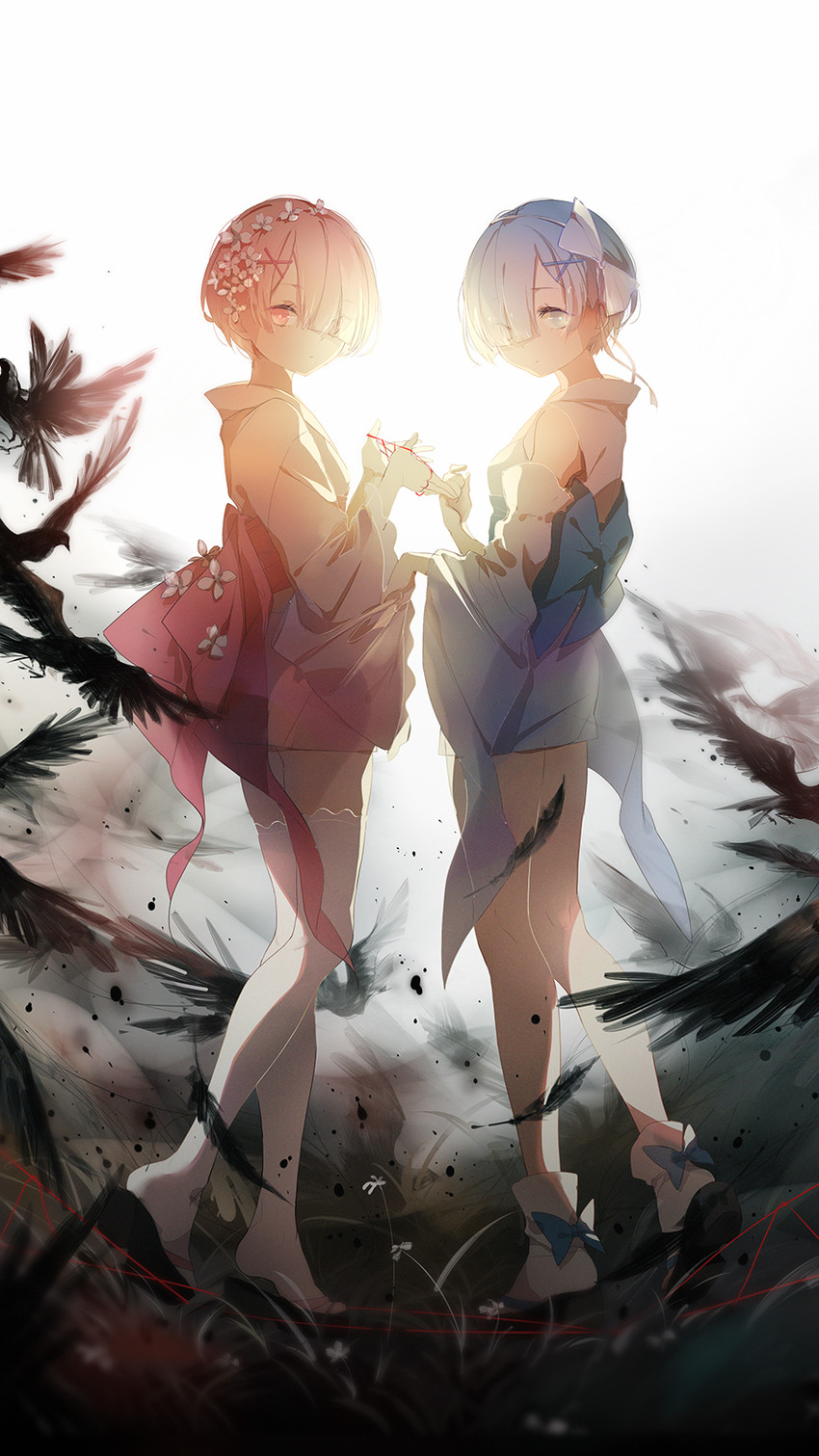 rem and ram (re:zero kara hajimeru isekai seikatsu) drawn by eyokiki