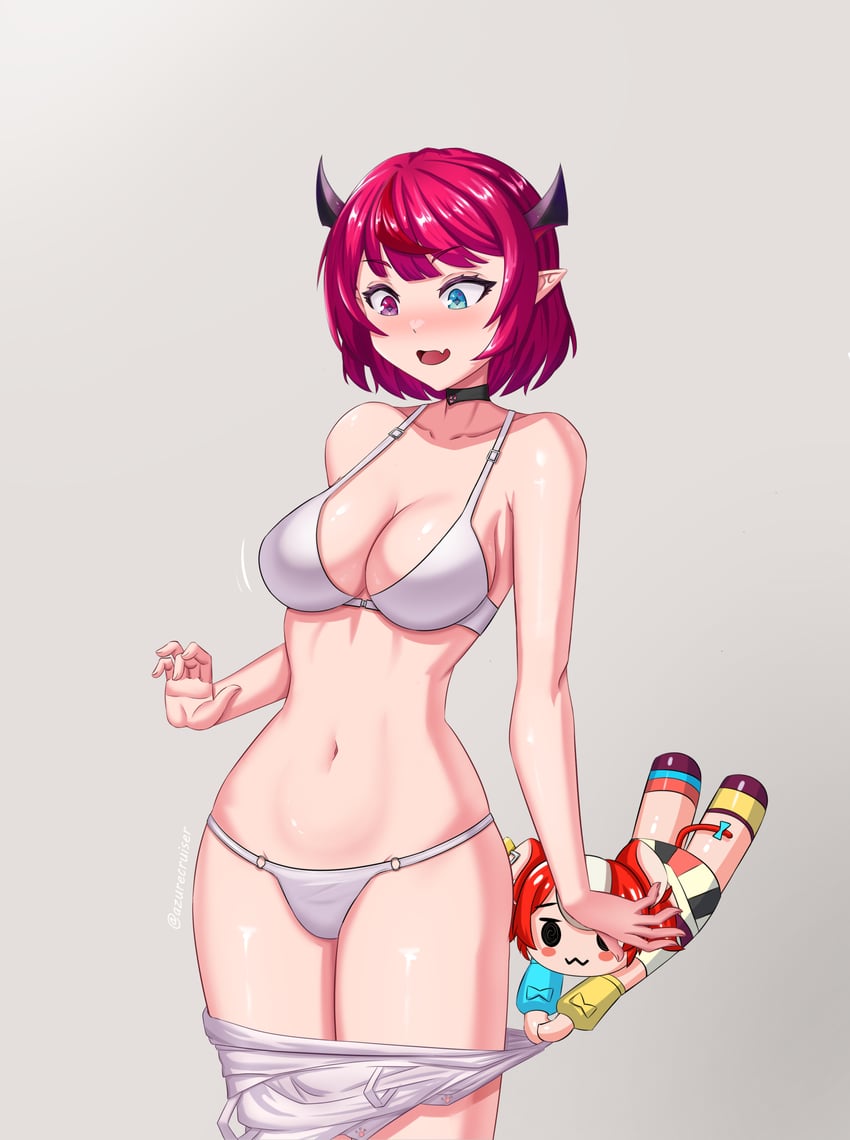 hakos baelz, irys, and smol baelz (hololive and 1 more) drawn by azurecruiser