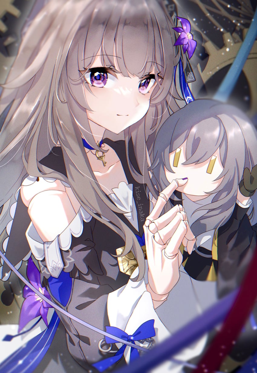 trailblazer, stelle, and herta (honkai and 1 more) drawn by kise_inaka