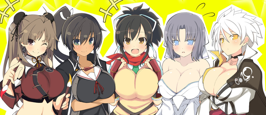 yumi, asuka, homura, miyabi, and renka (senran kagura) drawn by tenpesuto