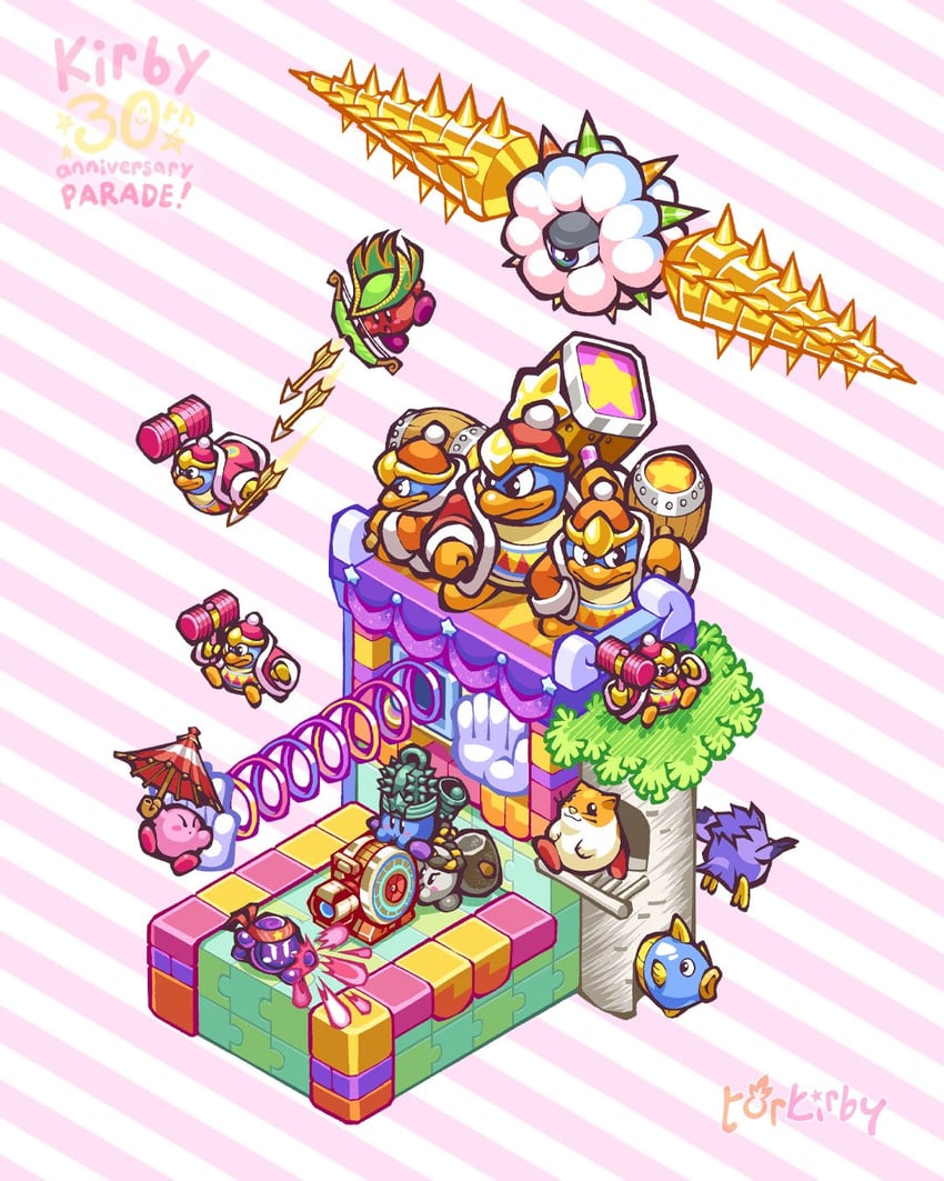 kirby, king dedede, kine, rick, coo, and 7 more (kirby and 1 more) drawn by torkirby