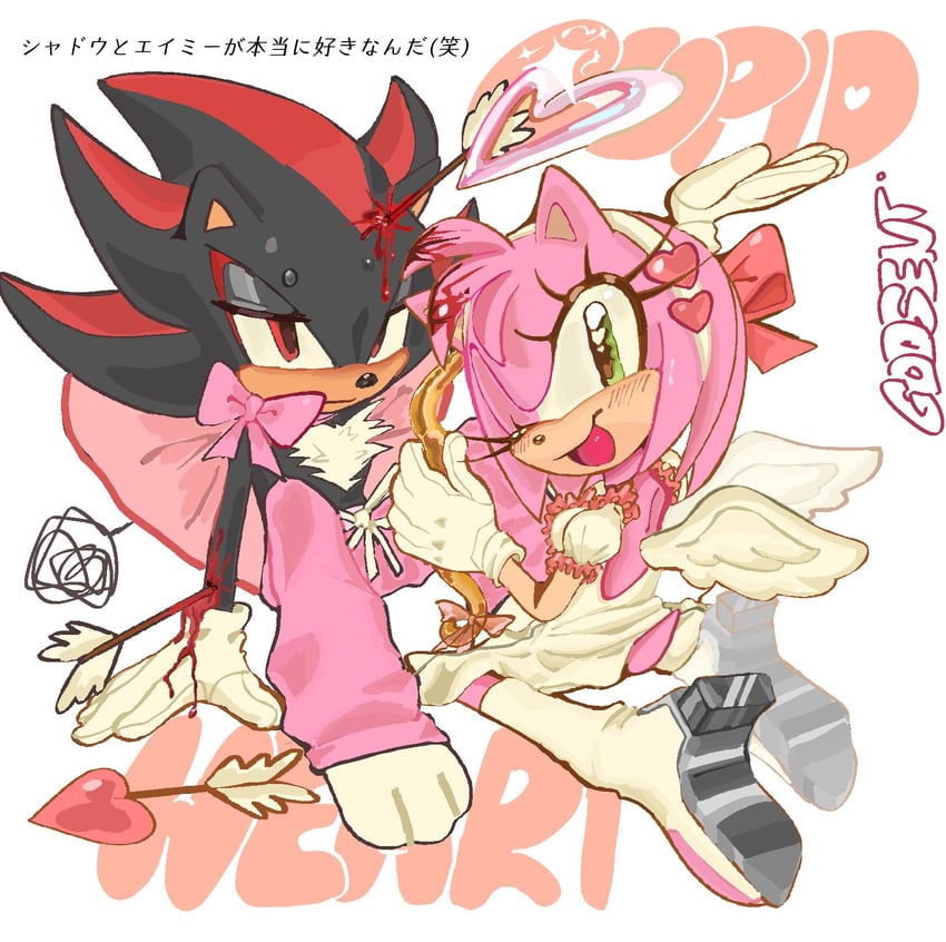 shadow the hedgehog and amy rose (sonic) drawn by i3lessings