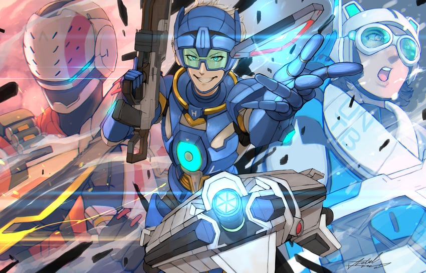 horizon, bangalore, vantage, atom heart mother horizon, apex commander bangalore, and 1 more (apex legends) drawn by metalfrog