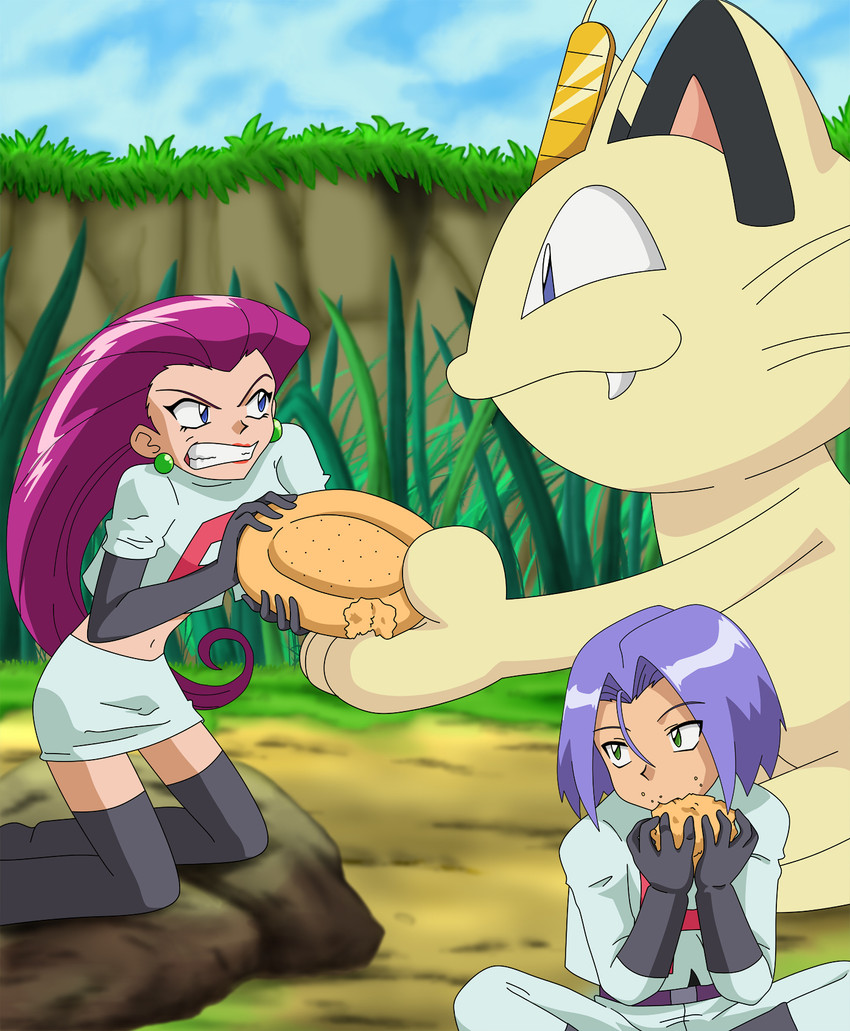jessie, james, and meowth (pokemon) drawn by shaami