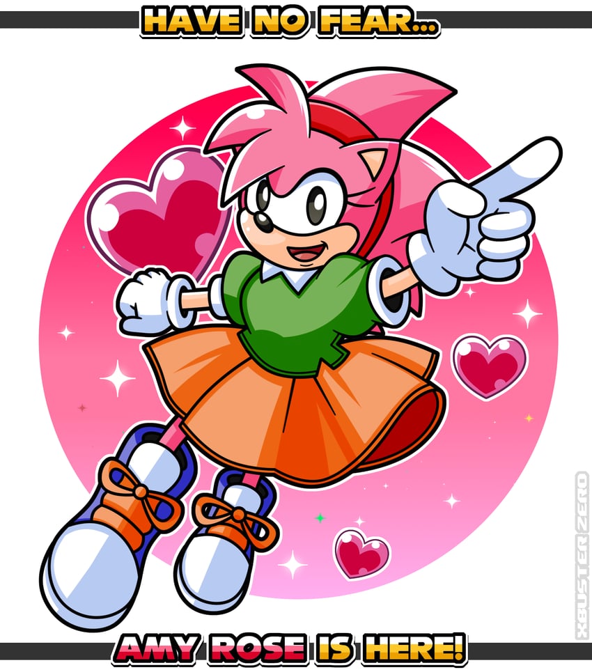 amy rose and classic amy (sonic and 1 more) drawn by xbuster