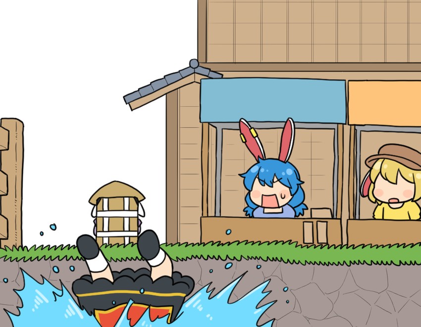reisen udongein inaba, junko, seiran, and ringo (touhou) drawn by koyama_shigeru