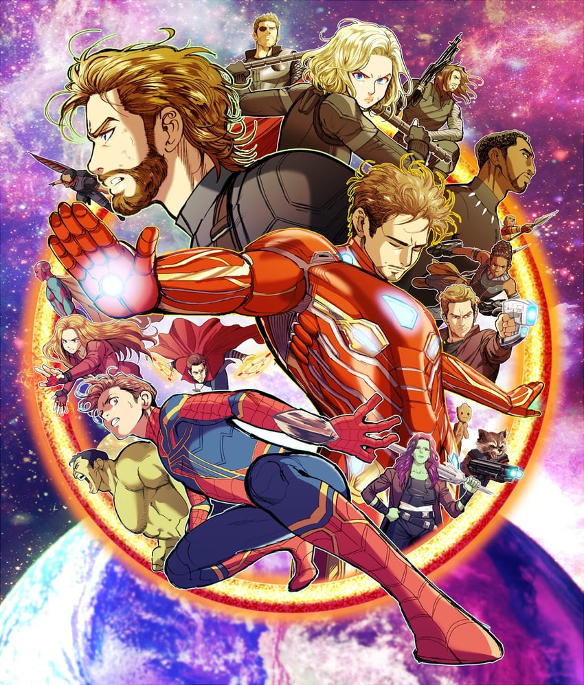 spider-man, steve rogers, tony stark, captain america, iron man, and 21 more (marvel and 5 more) drawn by jungyun99