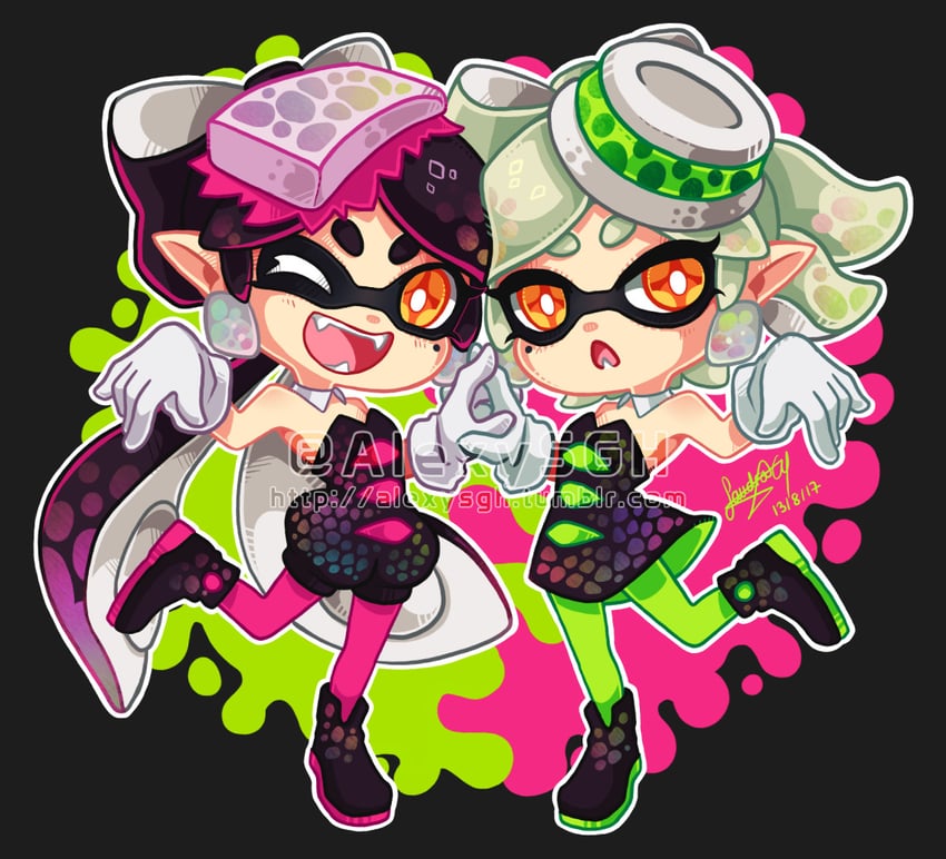 callie and marie (splatoon and 1 more) drawn by sandragh
