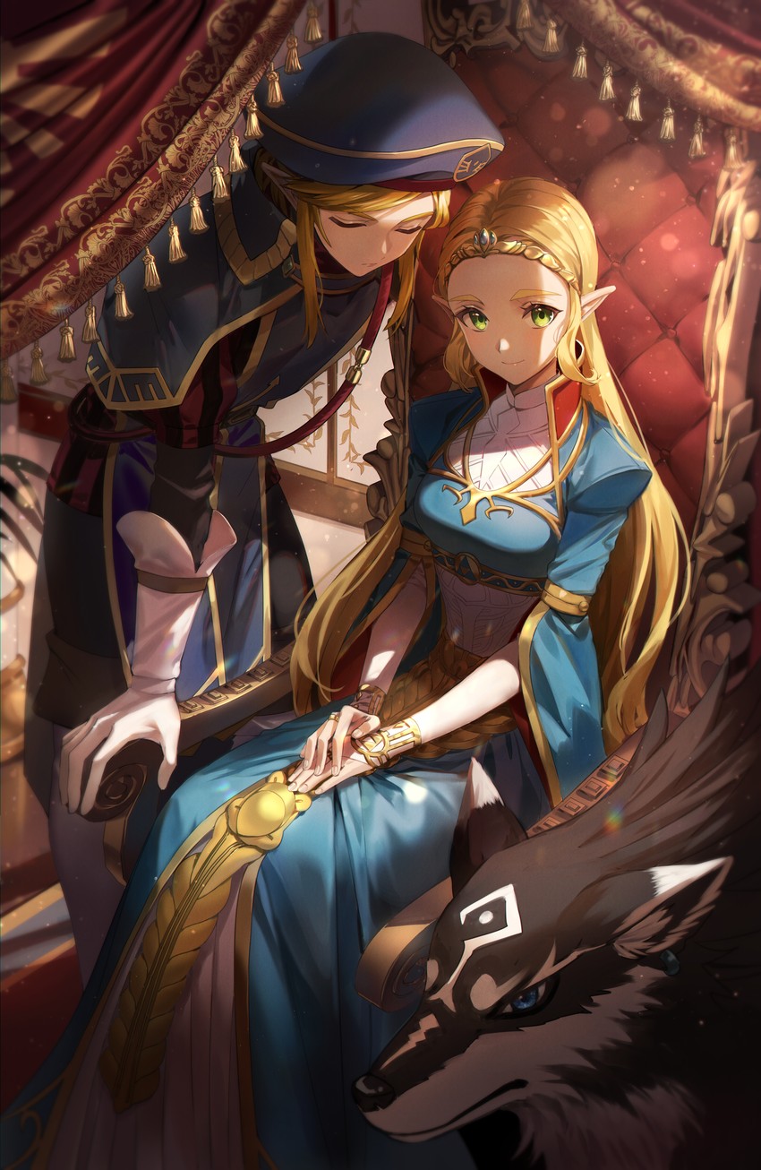 link, princess zelda, and wolf link (the legend of zelda and 2 more) drawn by ninto