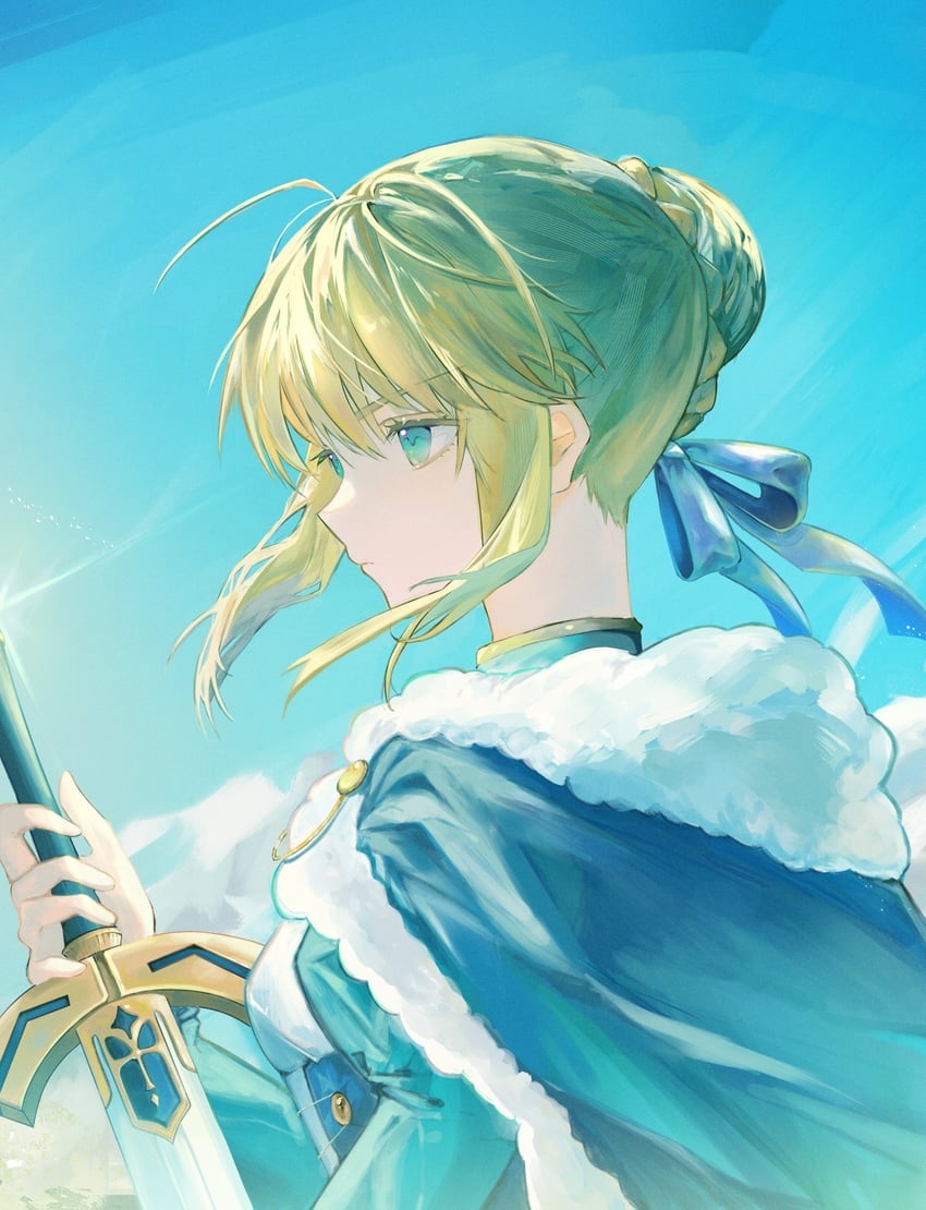 artoria pendragon and saber (fate and 1 more) drawn by nigiri
