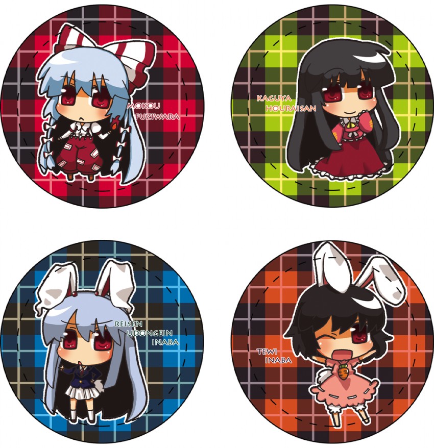 reisen udongein inaba, fujiwara no mokou, houraisan kaguya, and inaba tewi (touhou) drawn by kurohagi_ryou
