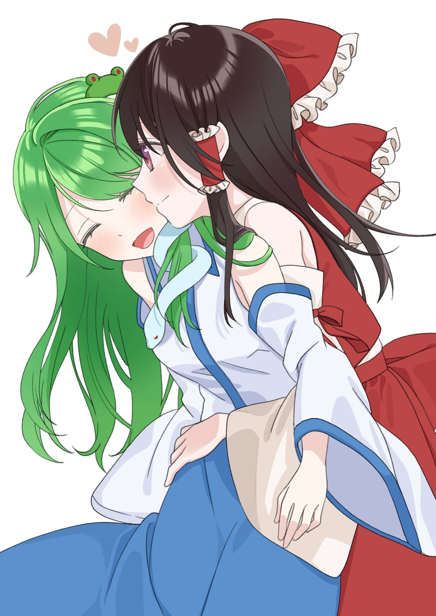 hakurei reimu and kochiya sanae (touhou) drawn by tsuno_no_hito