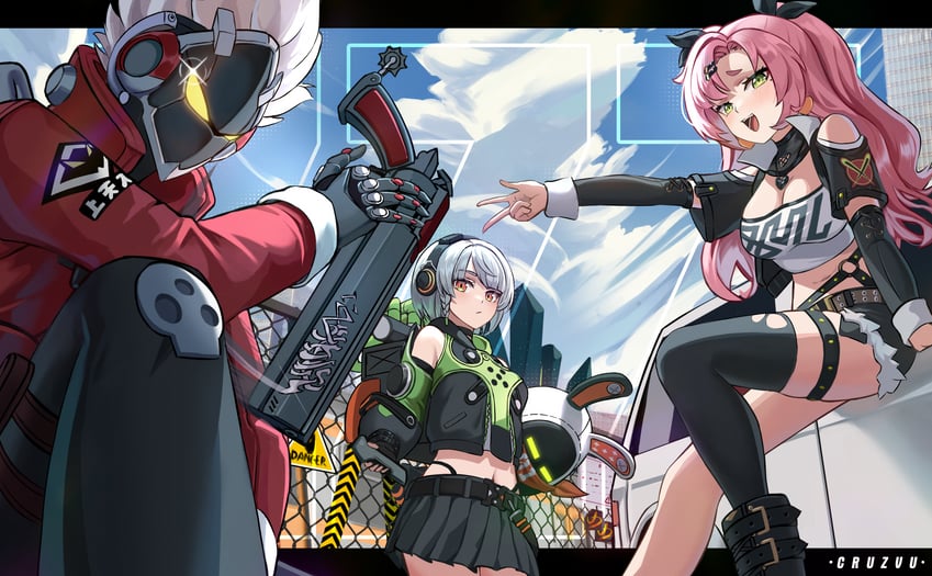 nicole demara, eous, anby demara, and billy kid (zenless zone zero) drawn by cruzvu