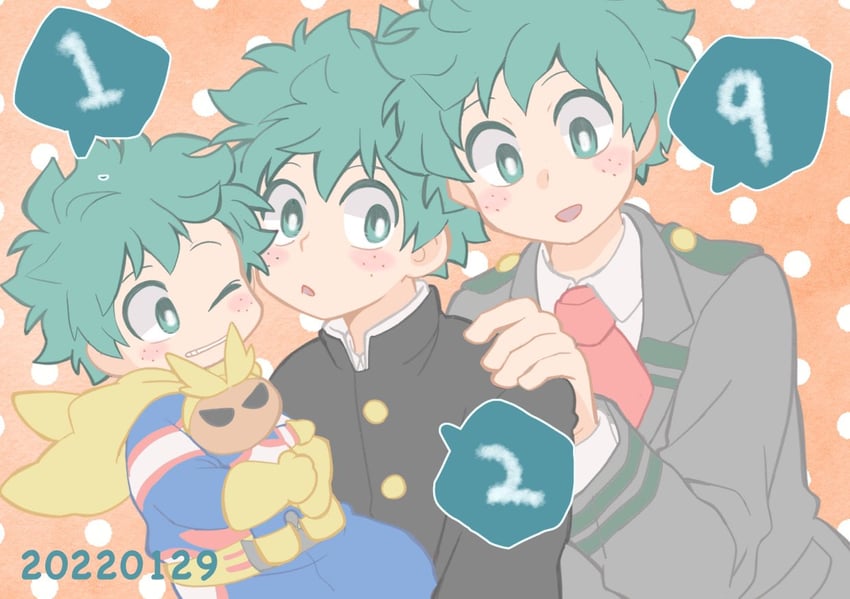 midoriya izuku and all might (boku no hero academia) drawn by kan_(k_mham1212)