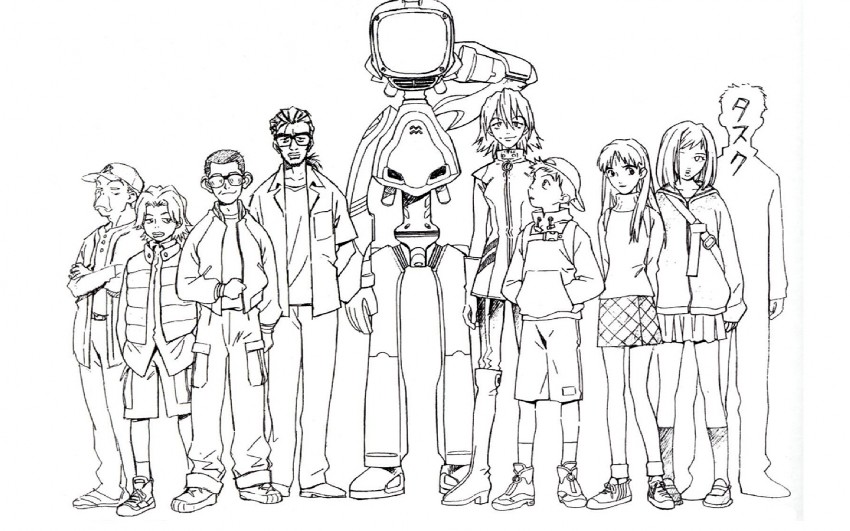 haruhara haruko, samejima mamimi, nandaba naota, canti, ninamori eri, and 5 more (flcl)