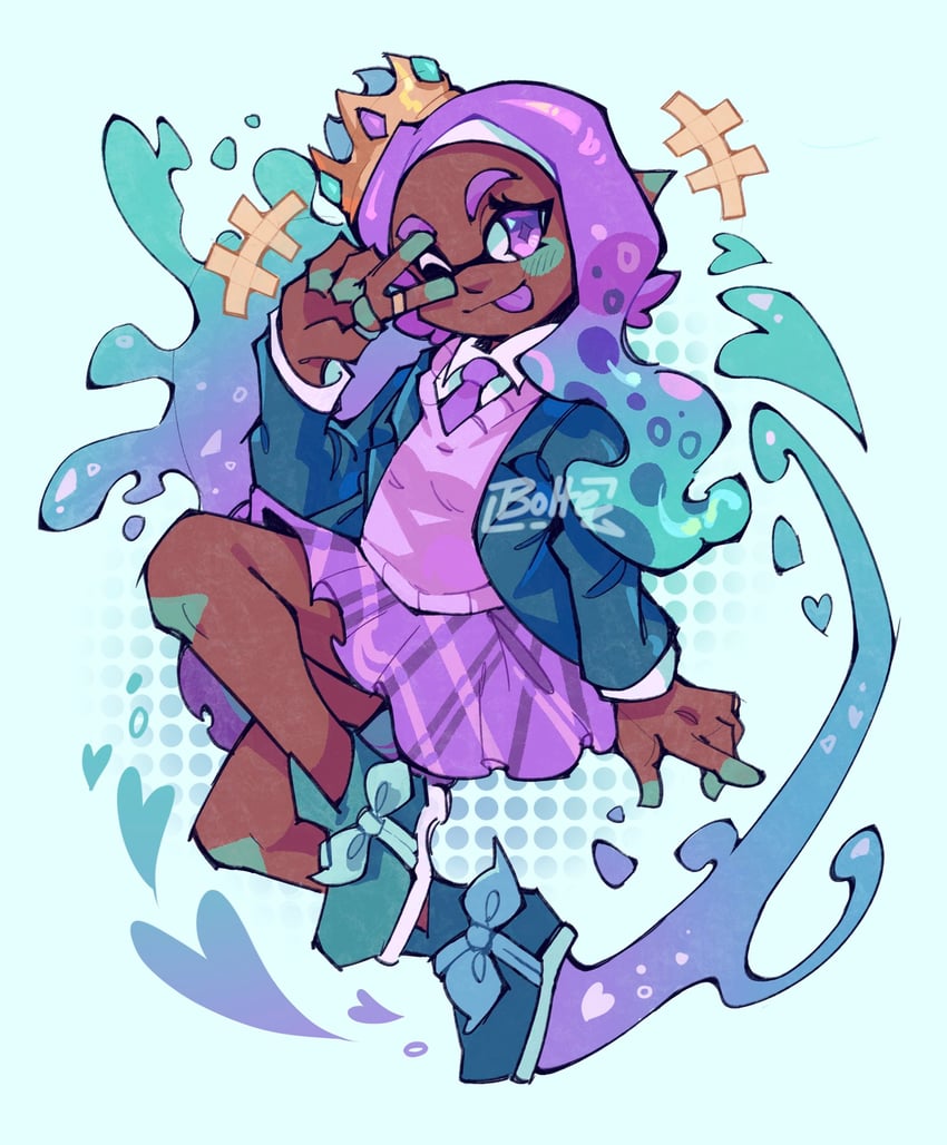 inkling player character and inkling girl (splatoon and 1 more) drawn by bolteleppa