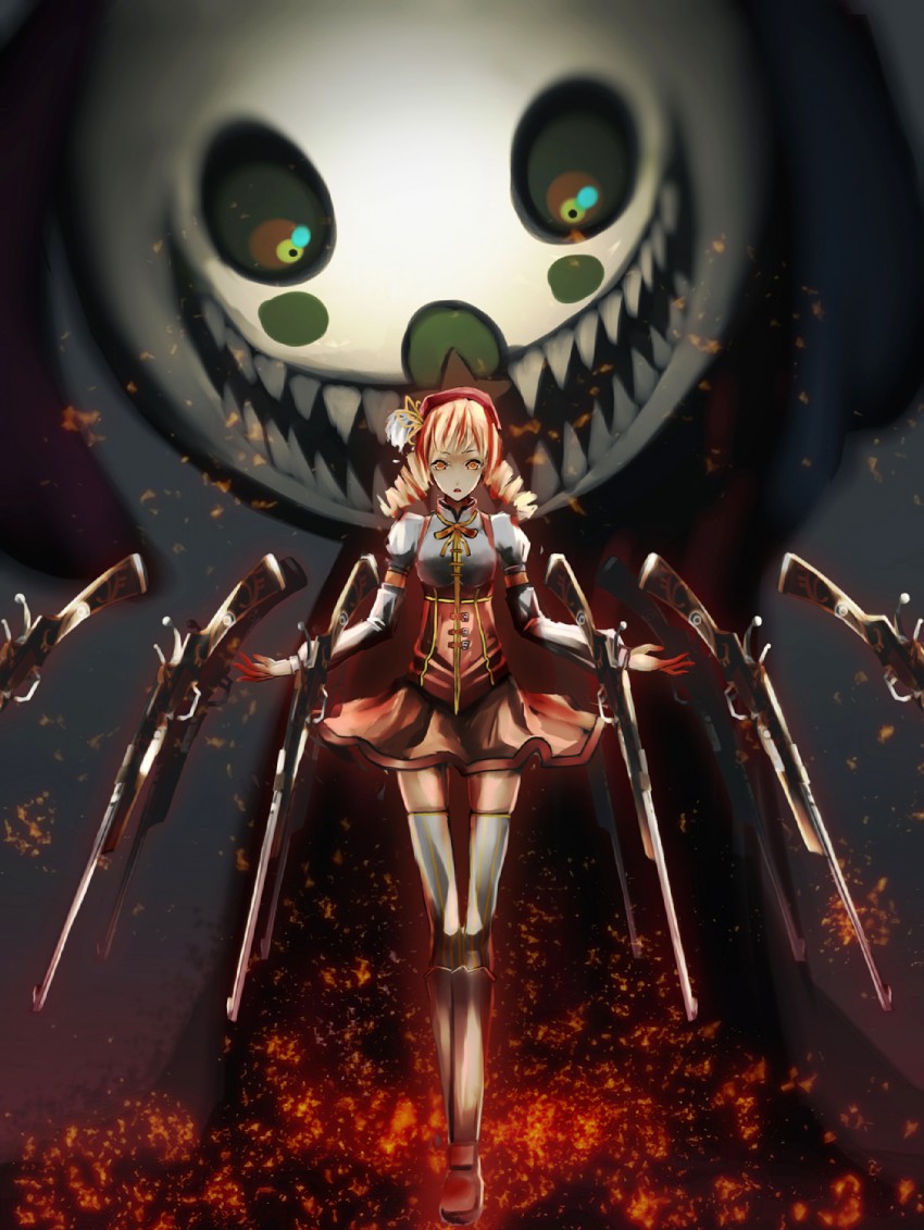 tomoe mami and charlotte (mahou shoujo madoka magica) drawn by kimura_yuki