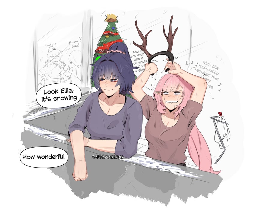 elysia, kiana kaslana, raiden mei, and fu hua (honkai and 1 more) drawn by sleepy_kaslana