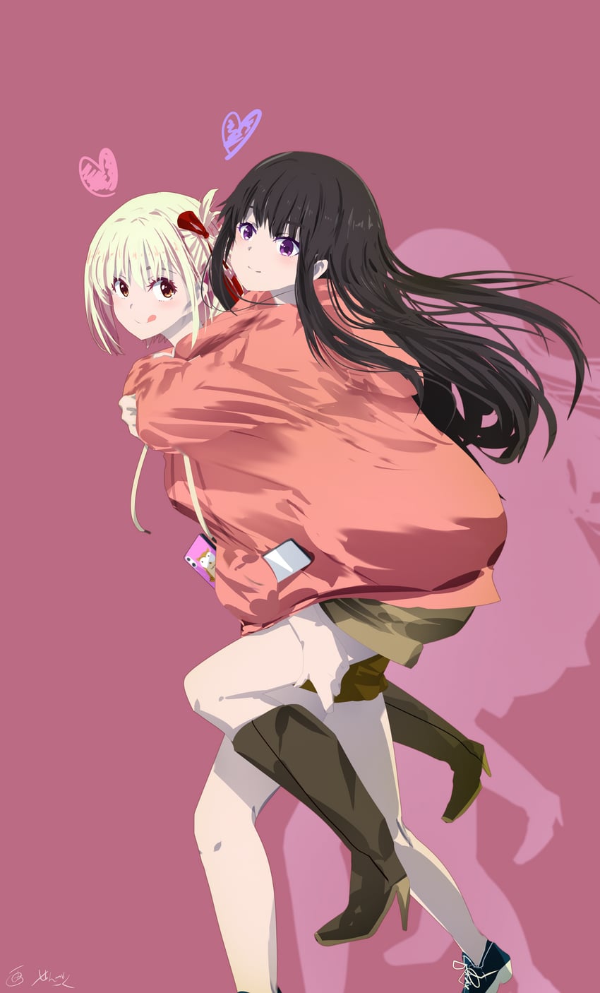 nishikigi chisato and inoue takina (lycoris recoil) drawn by sengoku_chidori