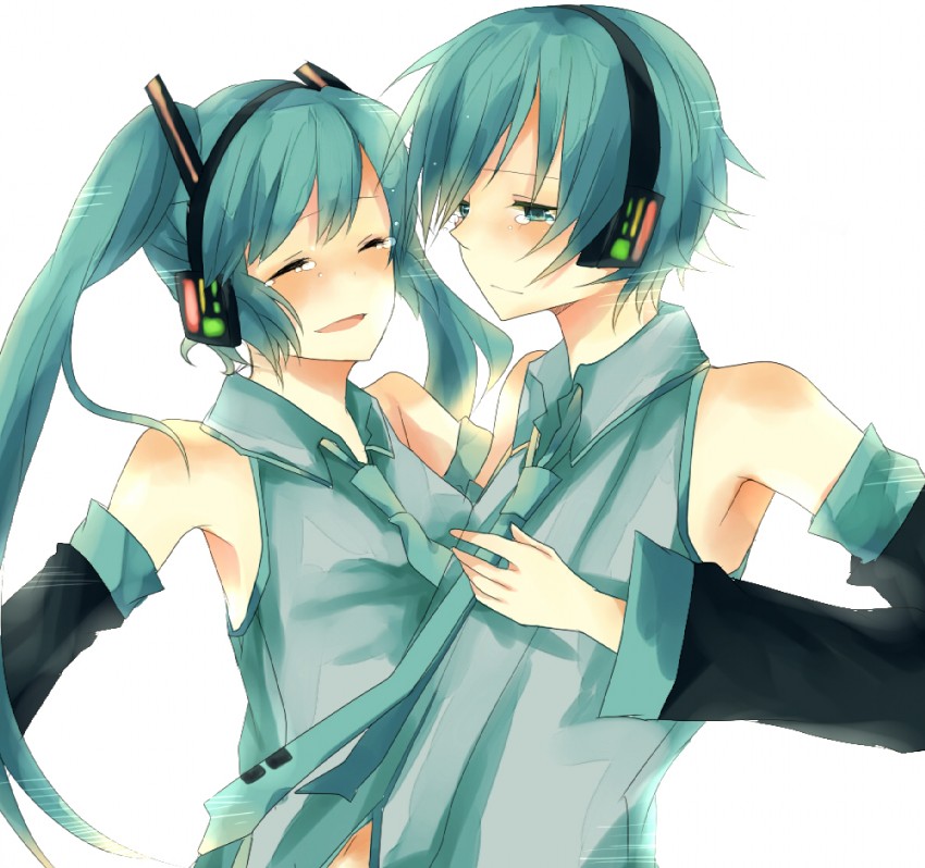 hatsune miku and hatsune mikuo (vocaloid and 1 more) drawn by mono_(recall)