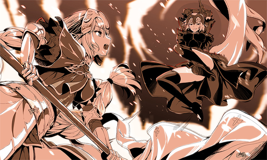 jeanne d'arc and jeanne d'arc alter (fate and 2 more) drawn by kojima_saya